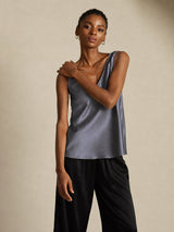 [Mørkegrå] SilkSilky-NO Sleeveless V Neck Camisole Topp 006
