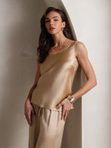 [Champagne] SilkSilky-NO Ermeløs Firkantet Hals Camisole sett 008