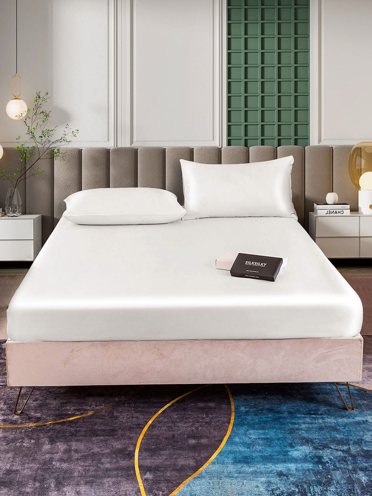 [Hvit] SilkSilky-NO 25Momme Bedding Set 002