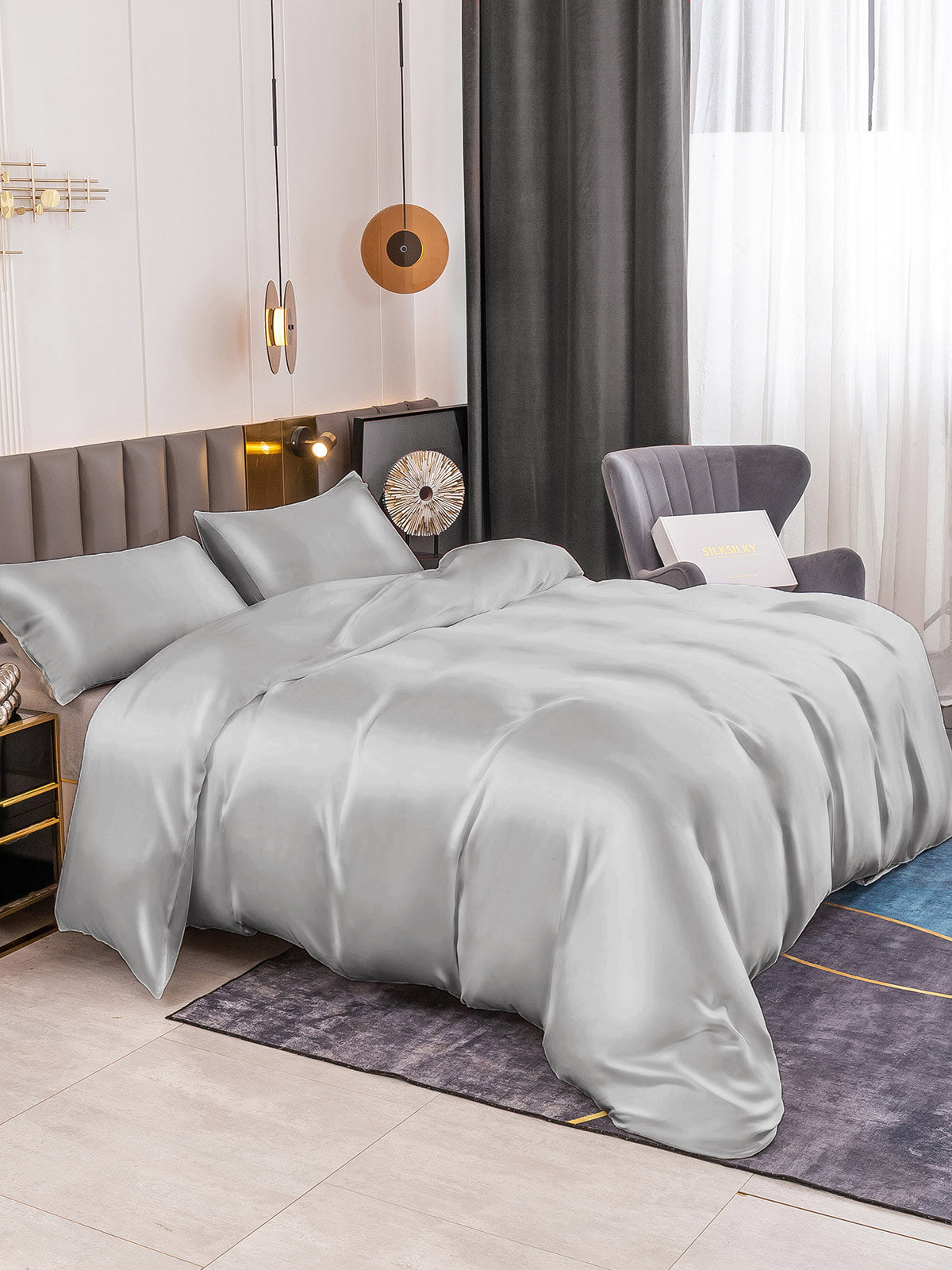 [Sølv] SilkSilky-NO 19Momme Bedding Set 004