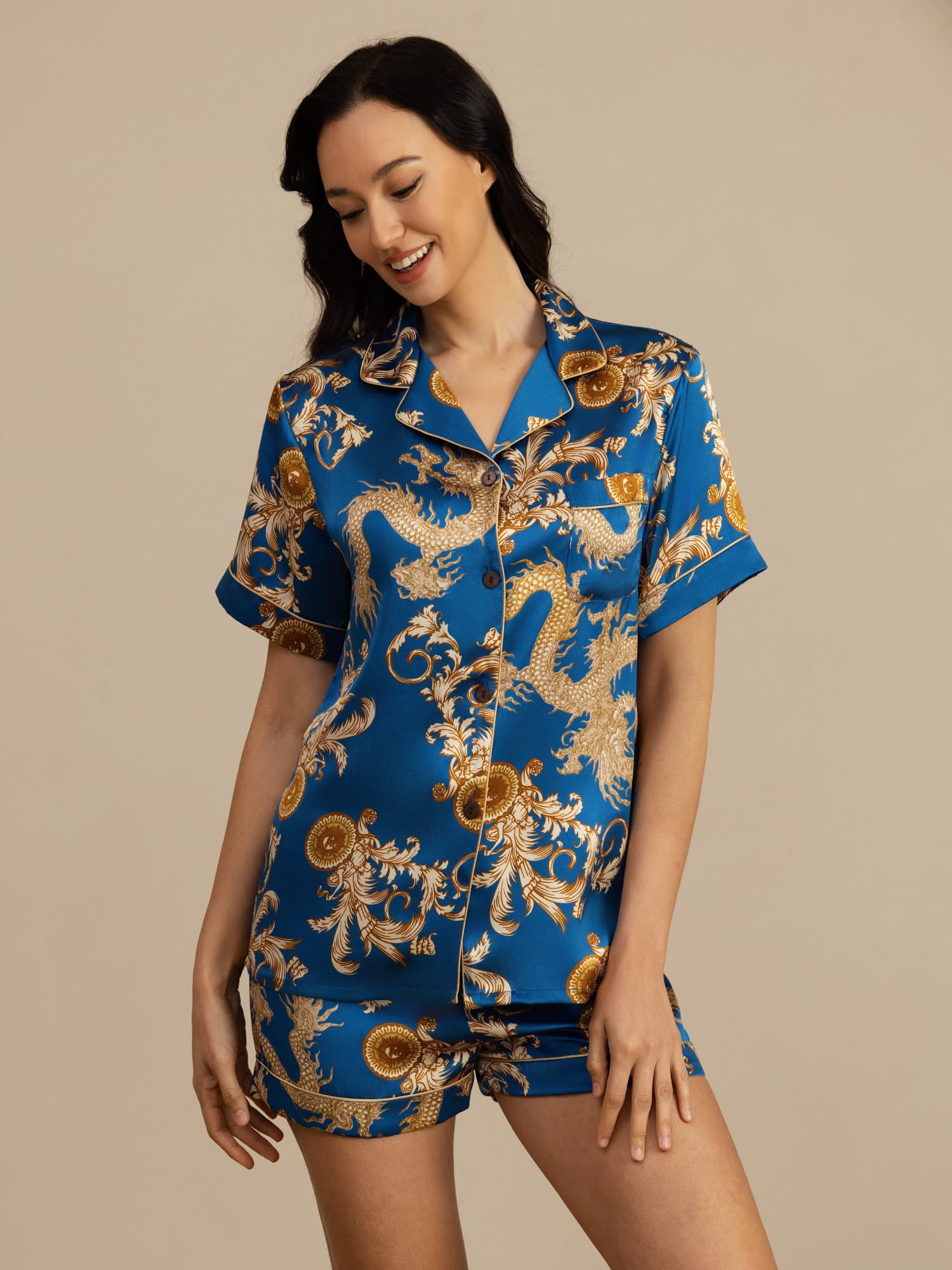 [Navy Drage] SilkSilky-NO Pyjamas for Kvinner 001