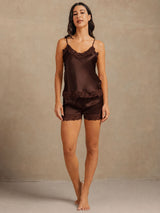 [Brun] SilkSilky-NO Spaghetti Strap V Neck Camisole sett 006