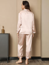 [Lyserosa] SilkSilky-NO Long Sleeve Lapel Collar Pyjamas for Kvinner 003