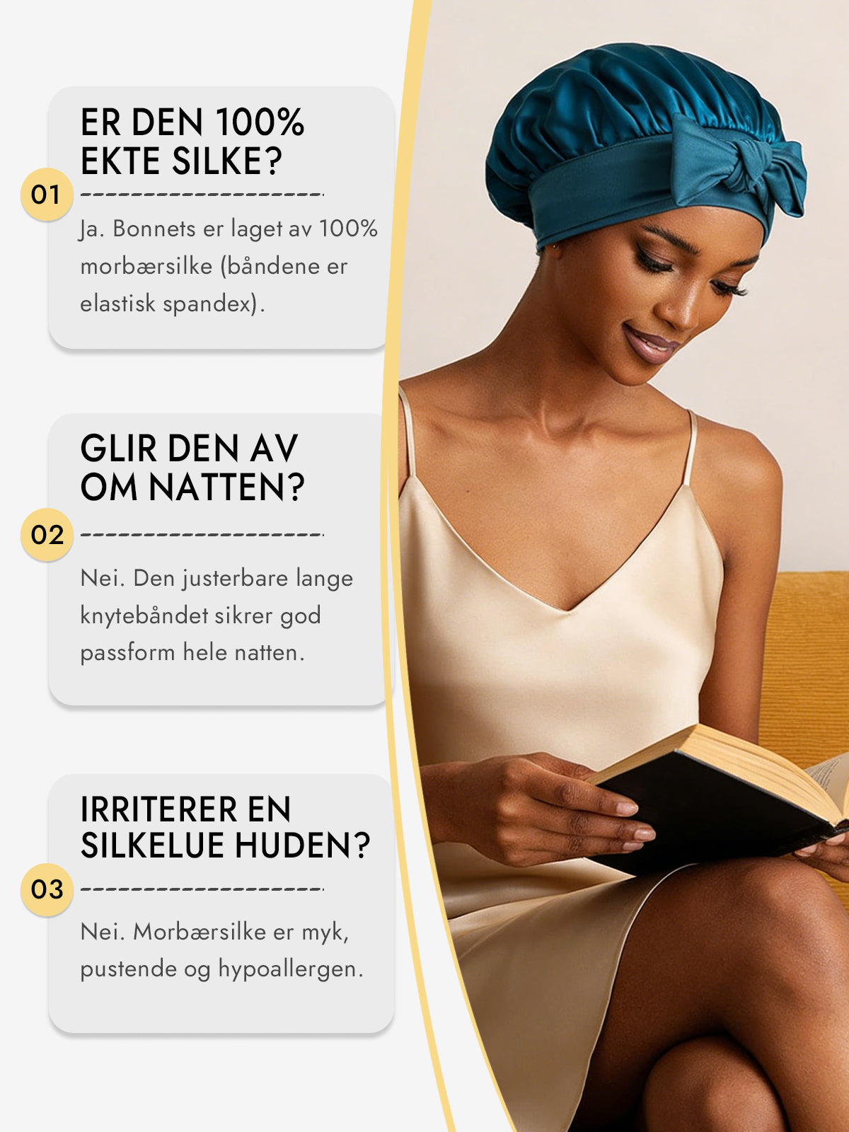 [Blågrønn] SilkSilky-NO Silke Sleep Cap 006