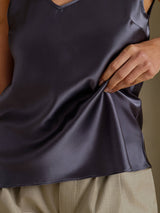 [Mørkegrå] SilkSilky-NO Sleeveless V Neck Camisole Topp 004