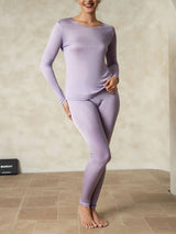 [Lilla] SilkSilky-NO Long Sleeve Round Neck Dame Langt Undertøy 003