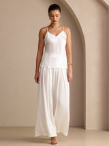[Hvit] SilkSilky-NO Spaghetti Strap V Neck Camisole Topp 005