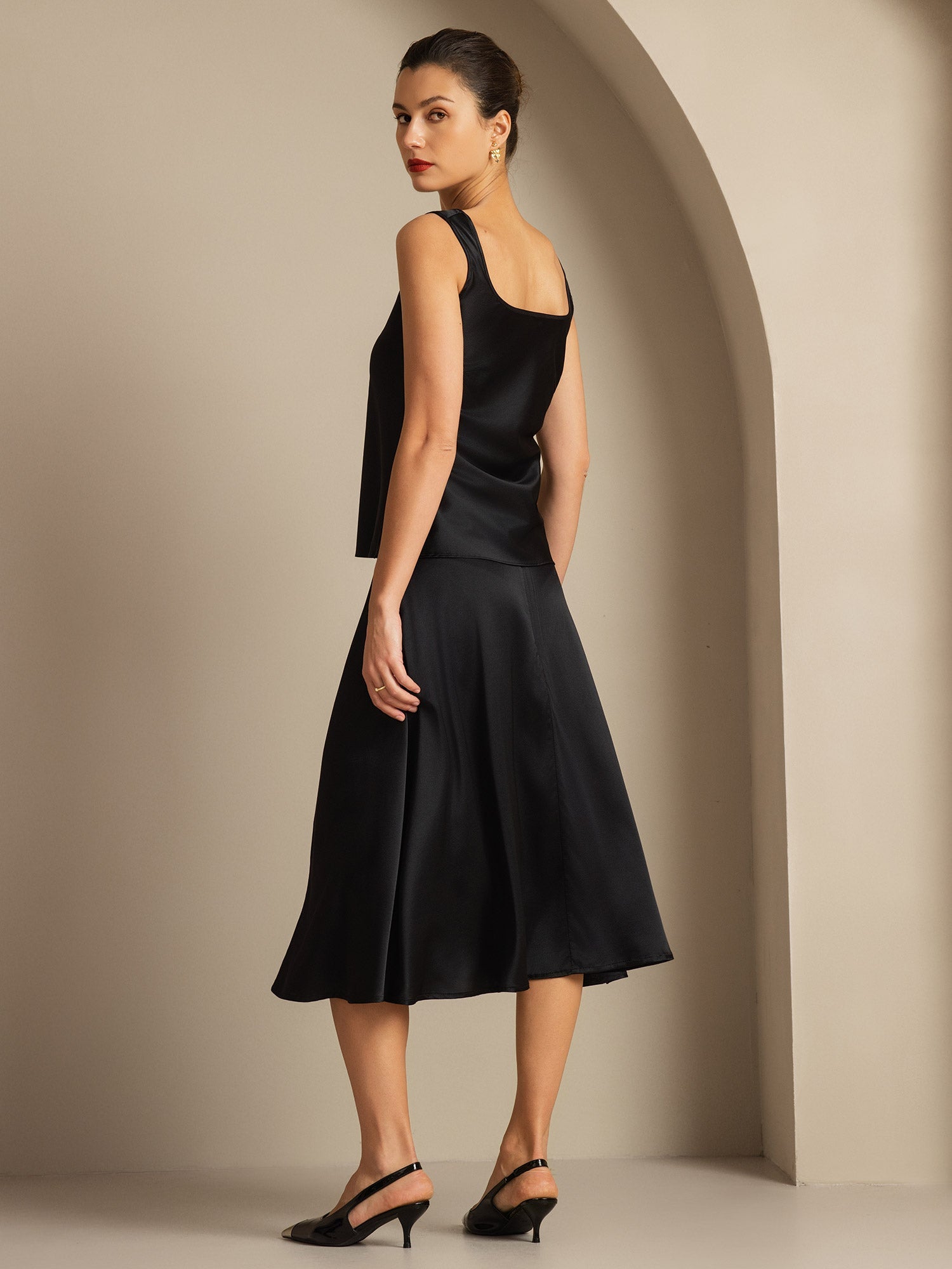 [Svart] SilkSilky-NO 19Momme Silke Camisoles 002,