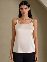[Beige] SilkSilky-NO Spaghetti Strap Camisole Topp 003