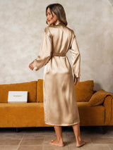 [Champagne] SilkSilky-NO Long Sleeve Morgenkåpe for Kvinner 002