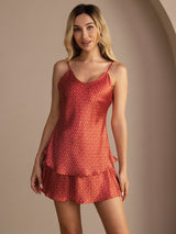 [Vinrød Ginkgo] SilkSilky-NO Spaghetti Strap V Neck Camisole sett 003