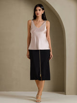 [Skyggegrå] SilkSilky-NO Sleeveless V Neck Camisole Topp 006