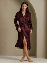 [Brun] SilkSilky-NO Long Sleeve Morgenkåpe for Kvinner 006