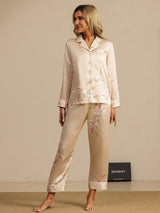 [Champagne] SilkSilky-NO Long Sleeve Lapel Collar Pyjamas for Kvinner 007
