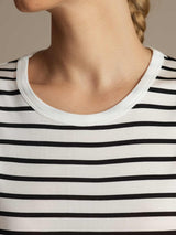 [Hvit Stripe] SilkSilky-NO Ermeløs Rund Hals Camisole Topp 005