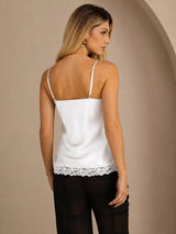 [Hvit] SilkSilky-NO V Neck Camisole Topp 002