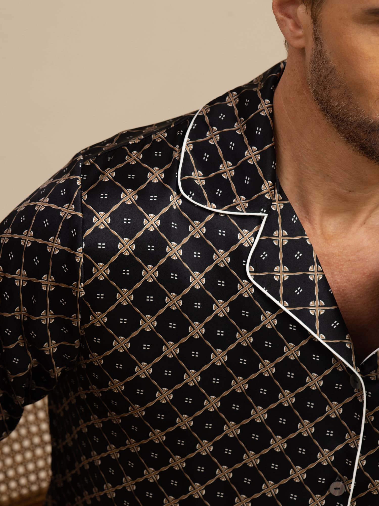 [Svart Kjede] SilkSilky-NO 19Momme Pyjamas for menn 003