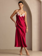 [Vin] SilkSilky-NO Spaghetti Strap V Neck Kjole 003