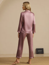 [Blek Mauve] SilkSilky-NO Langermet Notchkrage Pyjamas for Kvinner 002