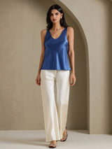 [Ekte Petrol] SilkSilky-NO Sleeveless V Neck Camisole Topp 006