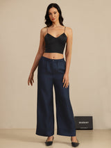 [Svart] SilkSilky-NO Spaghetti Strap V Neck Camisole Topp 007