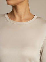 [Grå] SilkSilky-NO Long Sleeve Crew Neck T-skjorte for Kvinner 004