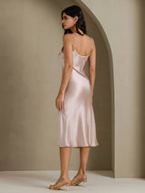 [Skyggegrå] SilkSilky-NO Spaghetti Strap V Neck Kjole 002
