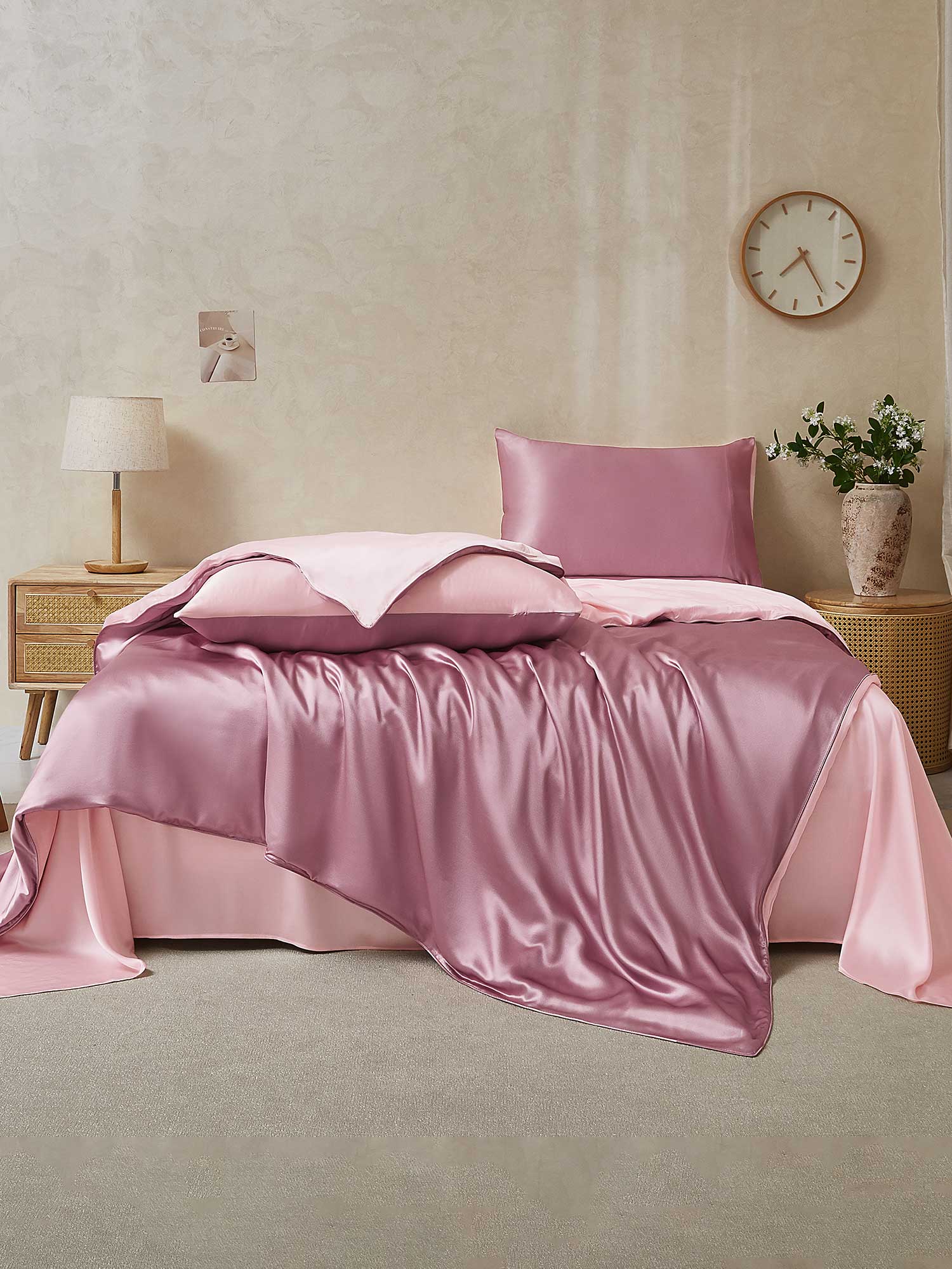 [BlekMauve+Lyserosa] SilkSilky-NO 19Momme Bedding Set 002,