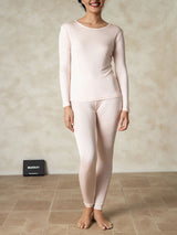 [Lyserosa] SilkSilky-NO Long Sleeve Round Neck Dame Langt Undertøy 001