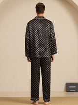 [Svart Kjede] SilkSilky-NO Long Sleeve Lapel Collar Pyjamas for menn 007