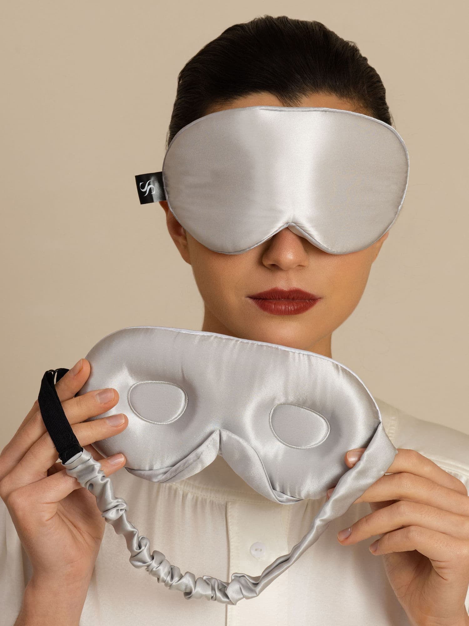 [Lysegrå] SilkSilky-NO 22Momme Øye Maske 002