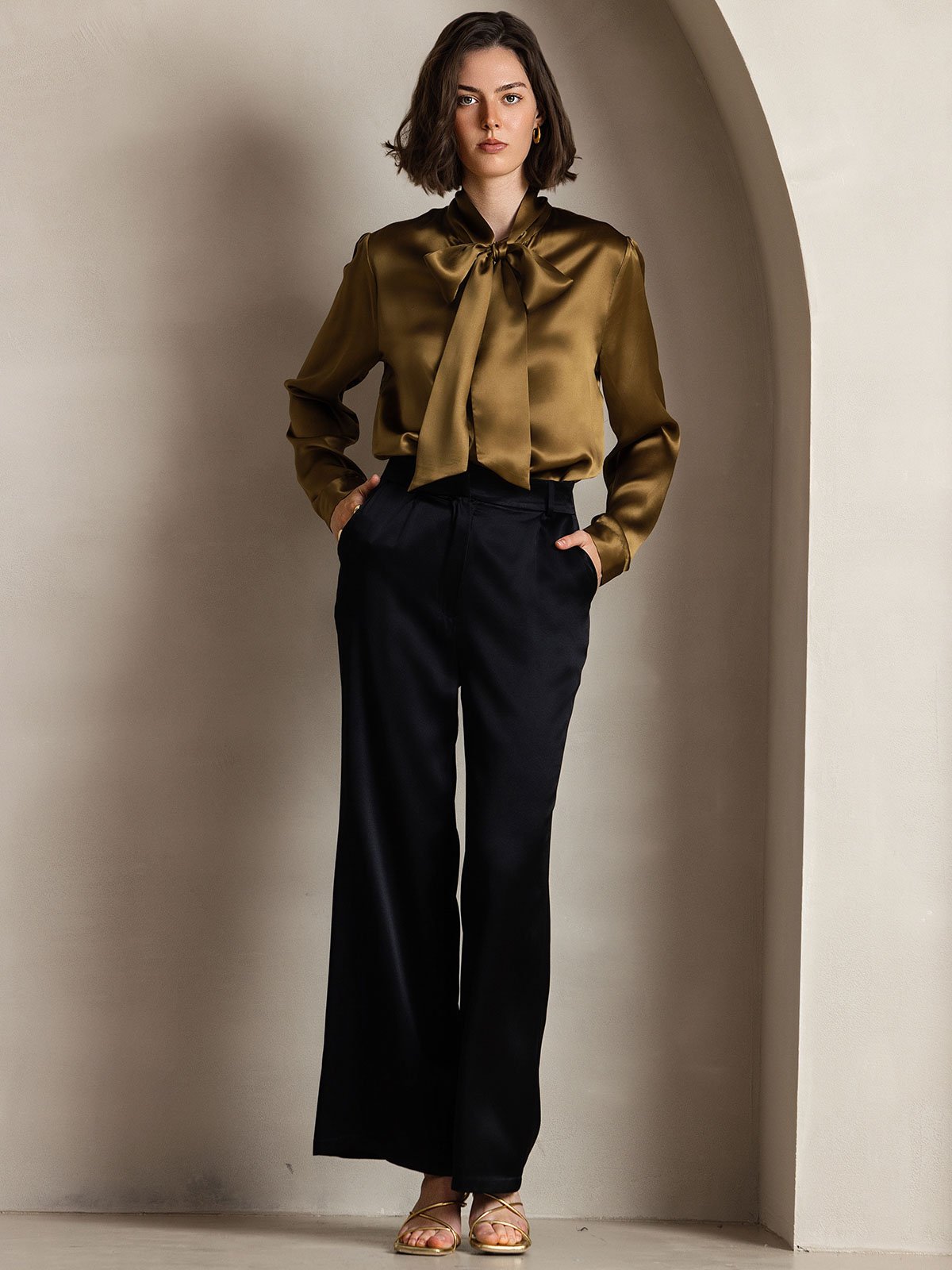 [Brun] SilkSilky-NO 19Momme Silke Blouse 003