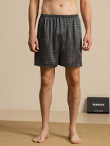 [Svart Ginkgo] SilkSilky-NO Men's Sleep Shorts 003