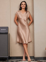[Toscana] SilkSilky-NO Cap Sleeve V Neck Kjole 004