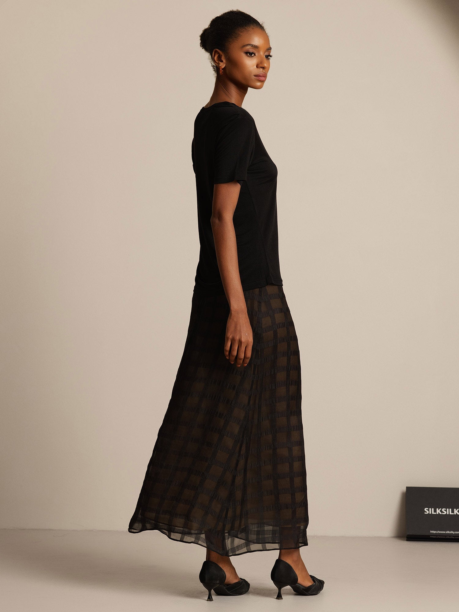 [Svart] SilkSilky-NO Womens T-Shirt 004,