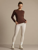[Kaffe] SilkSilky-NO 100% High-Twist Silk Jersey Long Sleeve Crew Neck T-skjorte for Kvinner 007