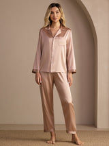 [Toscana] SilkSilky-NO Long Sleeve Lapel Collar Pyjamas for Kvinner 001