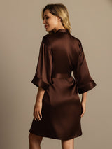 [Kaffe] SilkSilky-NO 3/4 Sleeve Morgenkåpe for Kvinner 002