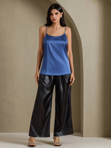 [Ekte Petrol] SilkSilky-NO Spaghetti Strap Camisole Topp 001
