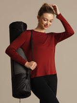 [Brent Murstein] SilkSilky-NO Langermet Tett Crew Neck T-skjorte for Kvinner 008