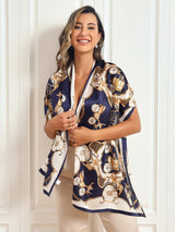 100% Mulberry Silke Printed Vogn Langt rektangulært sjal Skjerf 170x53cm