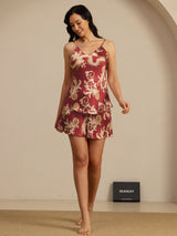 [Vinrød Drage] SilkSilky-NO Spaghetti Strap V Neck Camisole sett 007