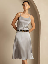 [Griffin Grå] SilkSilky-NO 19Momme Spaghetti Stropp Dyp Rund Halsutringning Camisole Topp 007