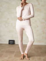 [Lyserosa] SilkSilky-NO Long Sleeve Round Neck Dame Langt Undertøy 006