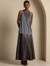 [Mørkegrå] SilkSilky-NO Sleeveless Halterneck T-skjorte for Kvinner 003
