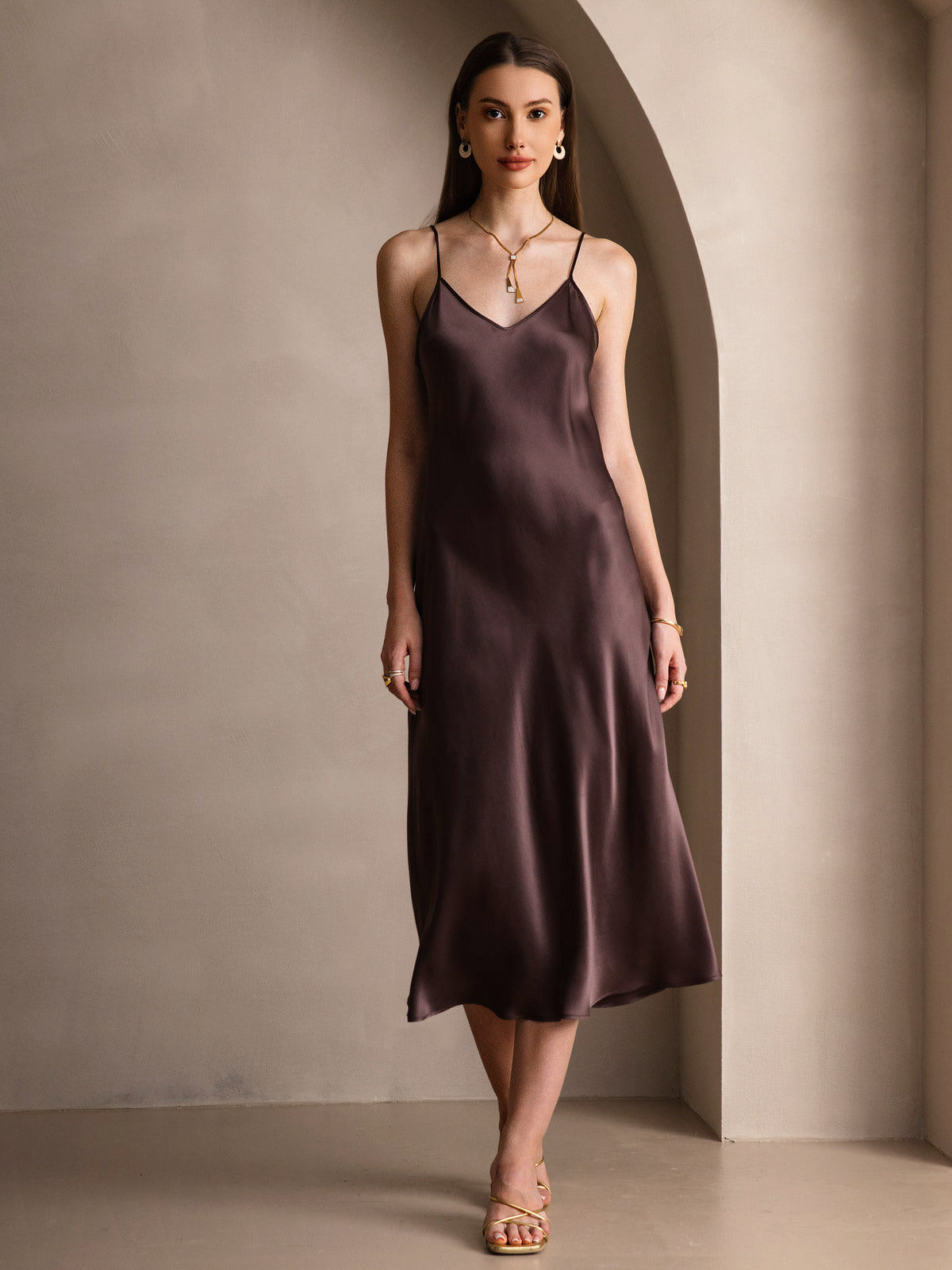 [Kaffe] SilkSilky-NO Pure Silk Sleeveless Round Neck Kjole 004