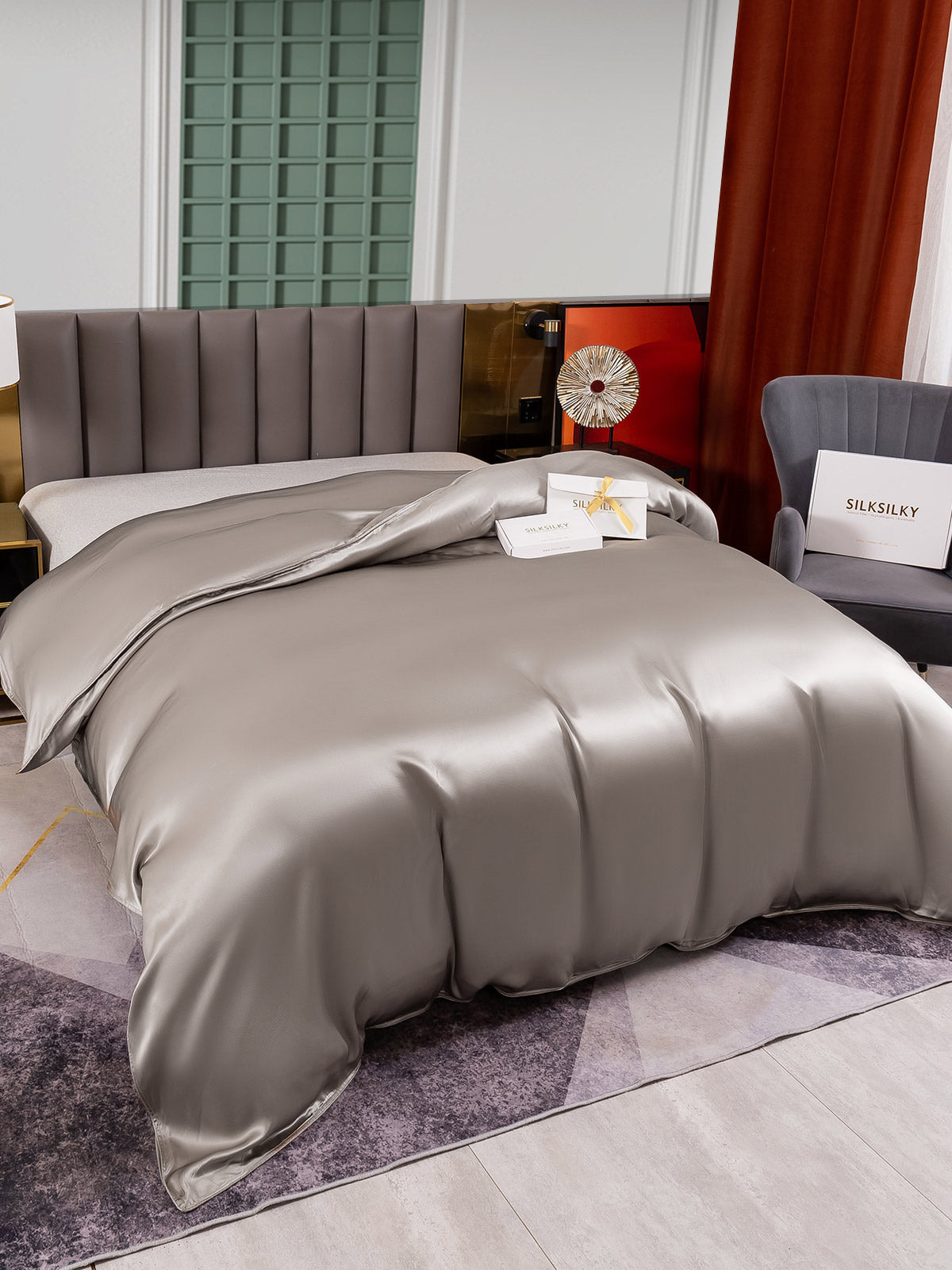[Grå] SilkSilky-NO 25Momme Duvet Cover 005