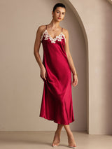 [Vin] SilkSilky-NO Spaghetti Strap V Neck Kjole 001