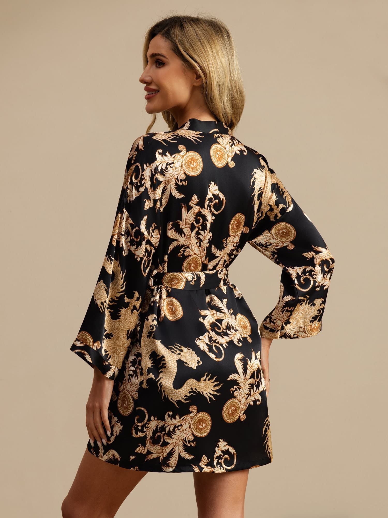 [Svart Drage] SilkSilky-NO Morgenkåpe for Kvinner 002