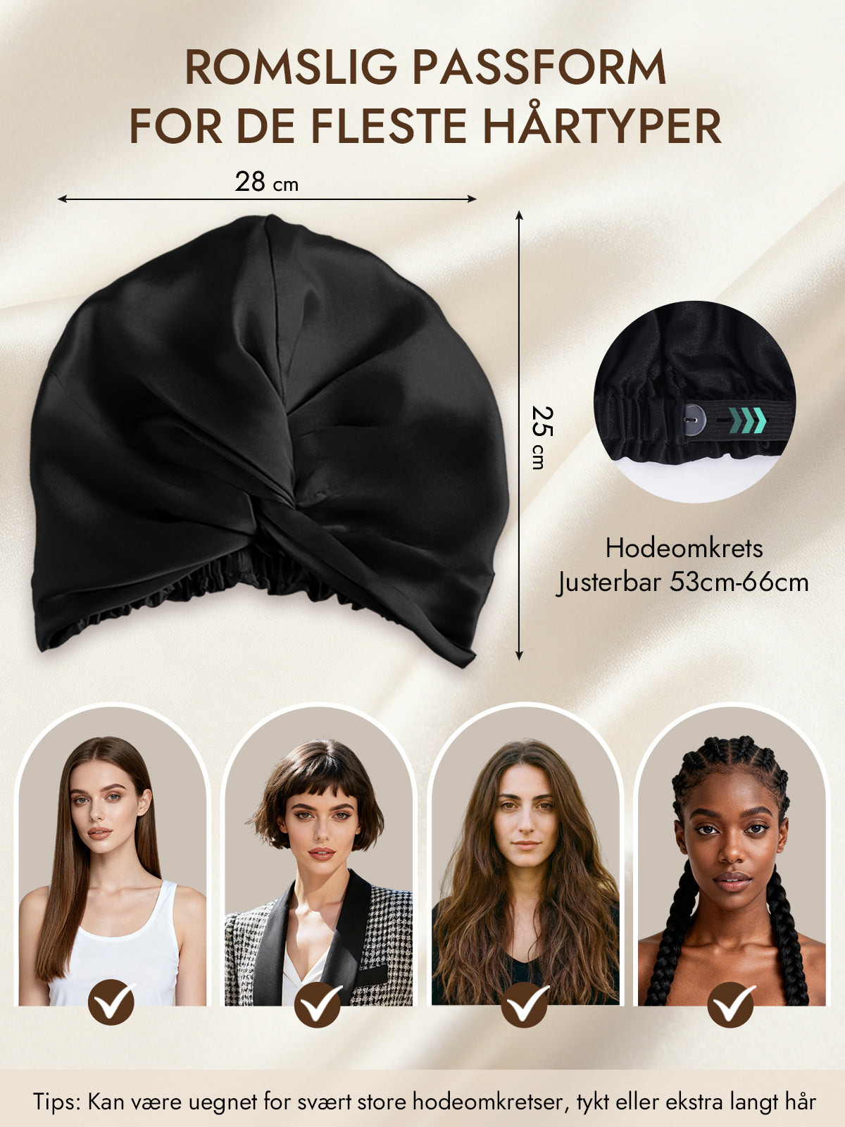 [Svart] SilkSilky-NO 22Momme Sleep Cap 005